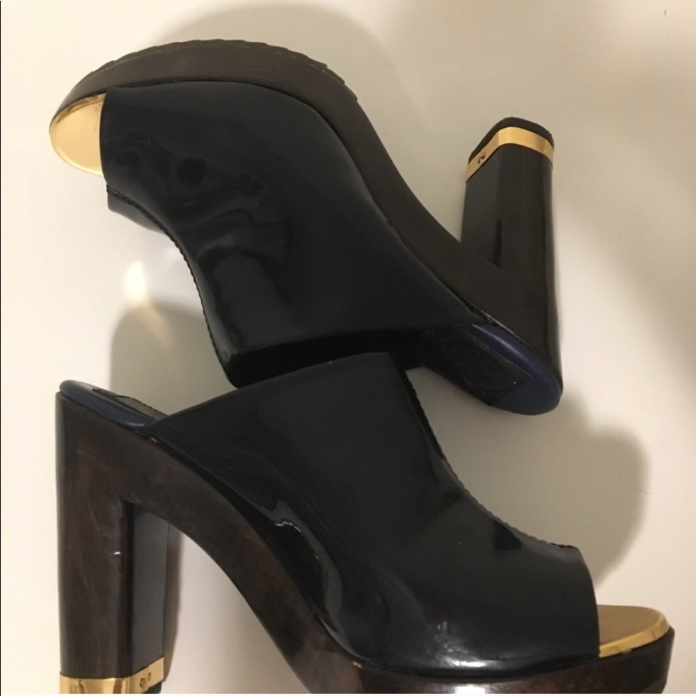 Authentic Tory Burch Platform Shoes Dark Blue Sz 7 - Picture 4 of 8